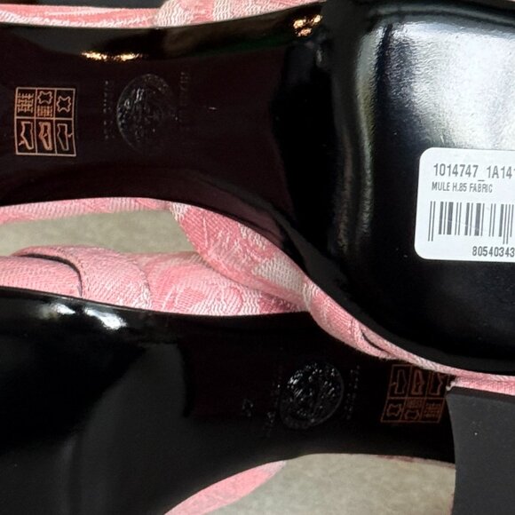 VERSACE 1014747 Women's Medusa Mule Jacquard Pink Fabric Sandals heels - Picture 12 of 12